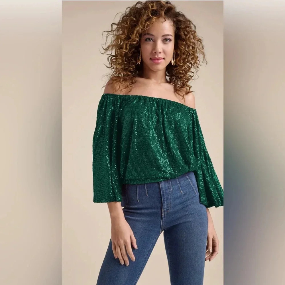 Green Sequin All over crop - Picture 11 of 14